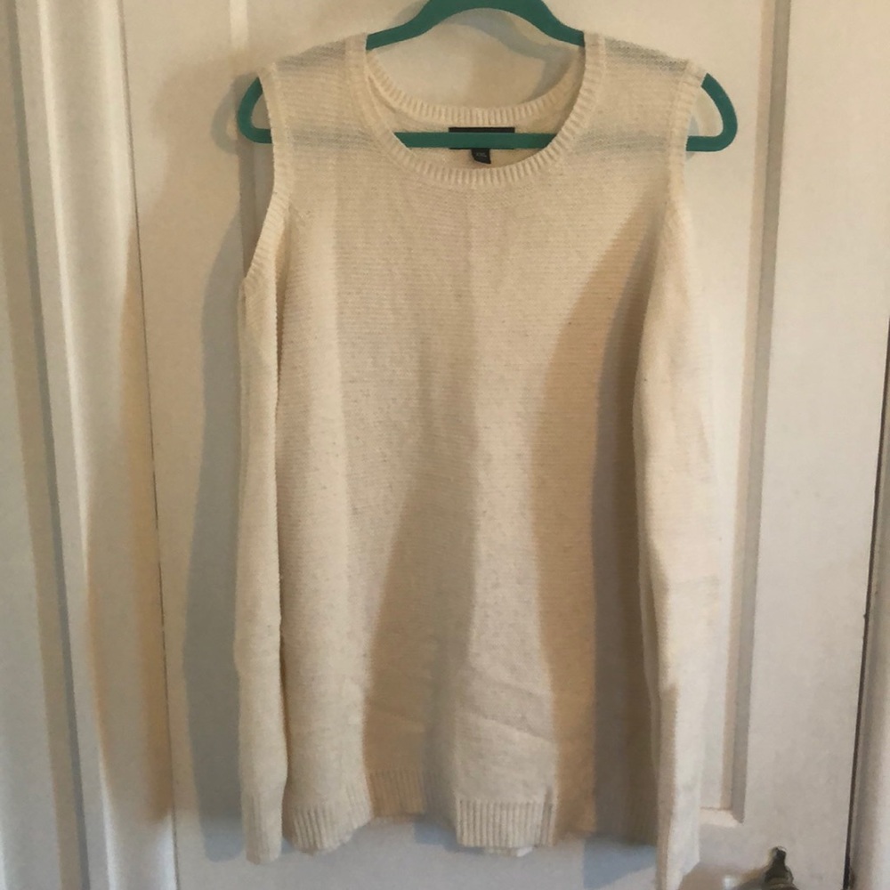 Cream Cold Shoulder Sweater